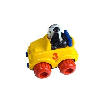 Kiddicraft Push N Go Yellow Dog Car Toy W/ Red Wheels & Number 3
